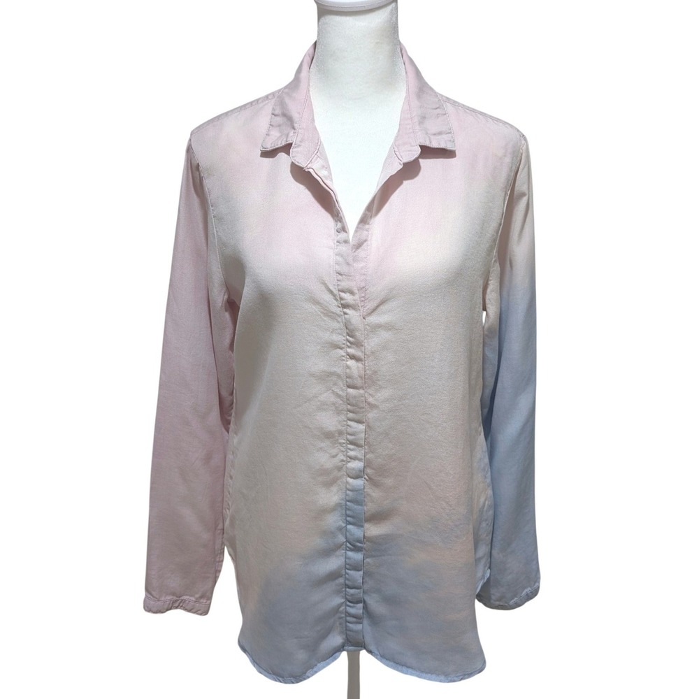 Cloth & Stone Anthropologie Pink Blue Tie Dye Tencel Button Down Shirt Small